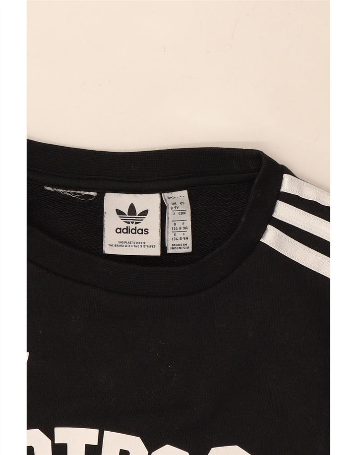 ADIDAS Boys Graphic Sweatshirt Jumper 8-9 Years Black