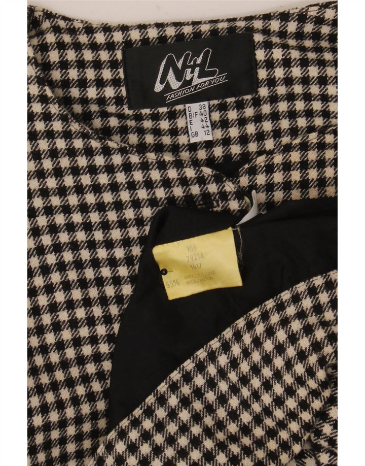 Vintage Bolero-jakke til kvinder UK 12 Medium Black Houndstooth Uld