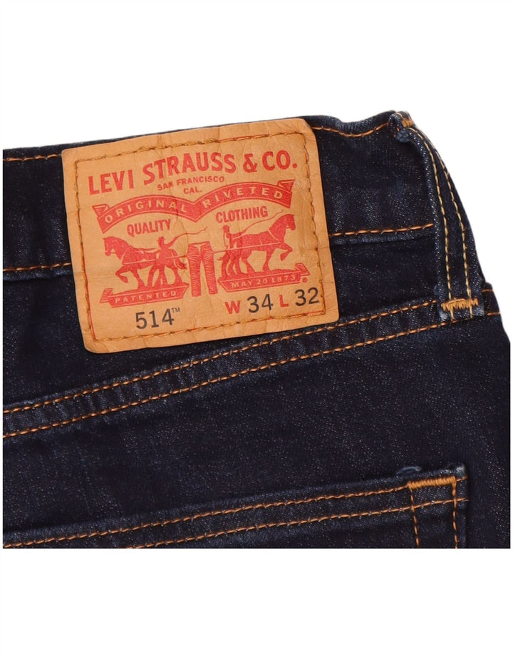 LEVI'S Herre 514 Straight Jeans W34 L32 Marineblå Bomuld