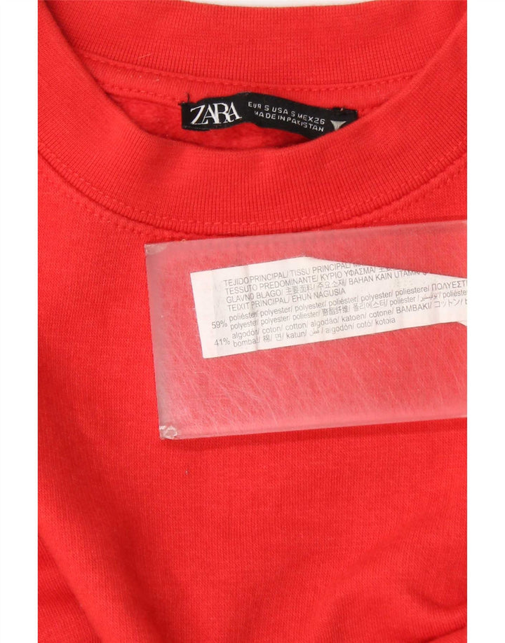 Zara Womens Oversized Sweatshirt Jumper UK 10 Lille rød polyester