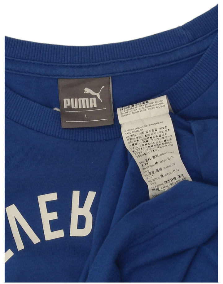 Puma Herre Grafisk T-Shirt Top Stor Blå Bomuld