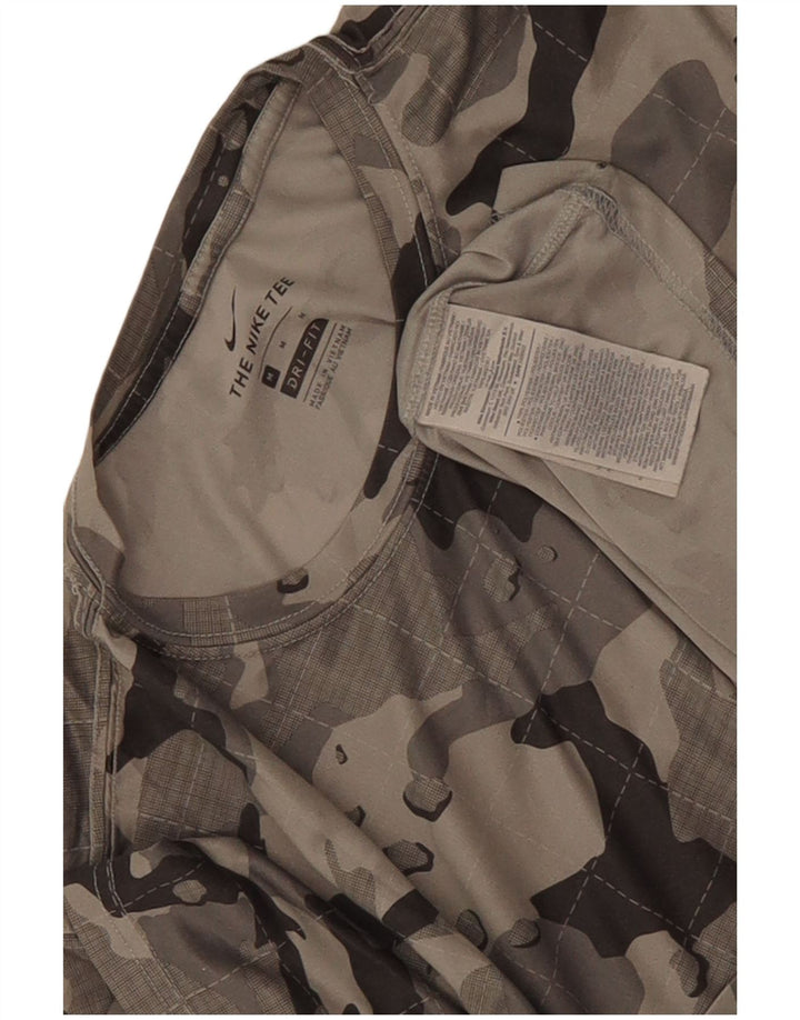 Nike Herre Dri Fit T-shirt Top Medium Grey Camouflage Polyester