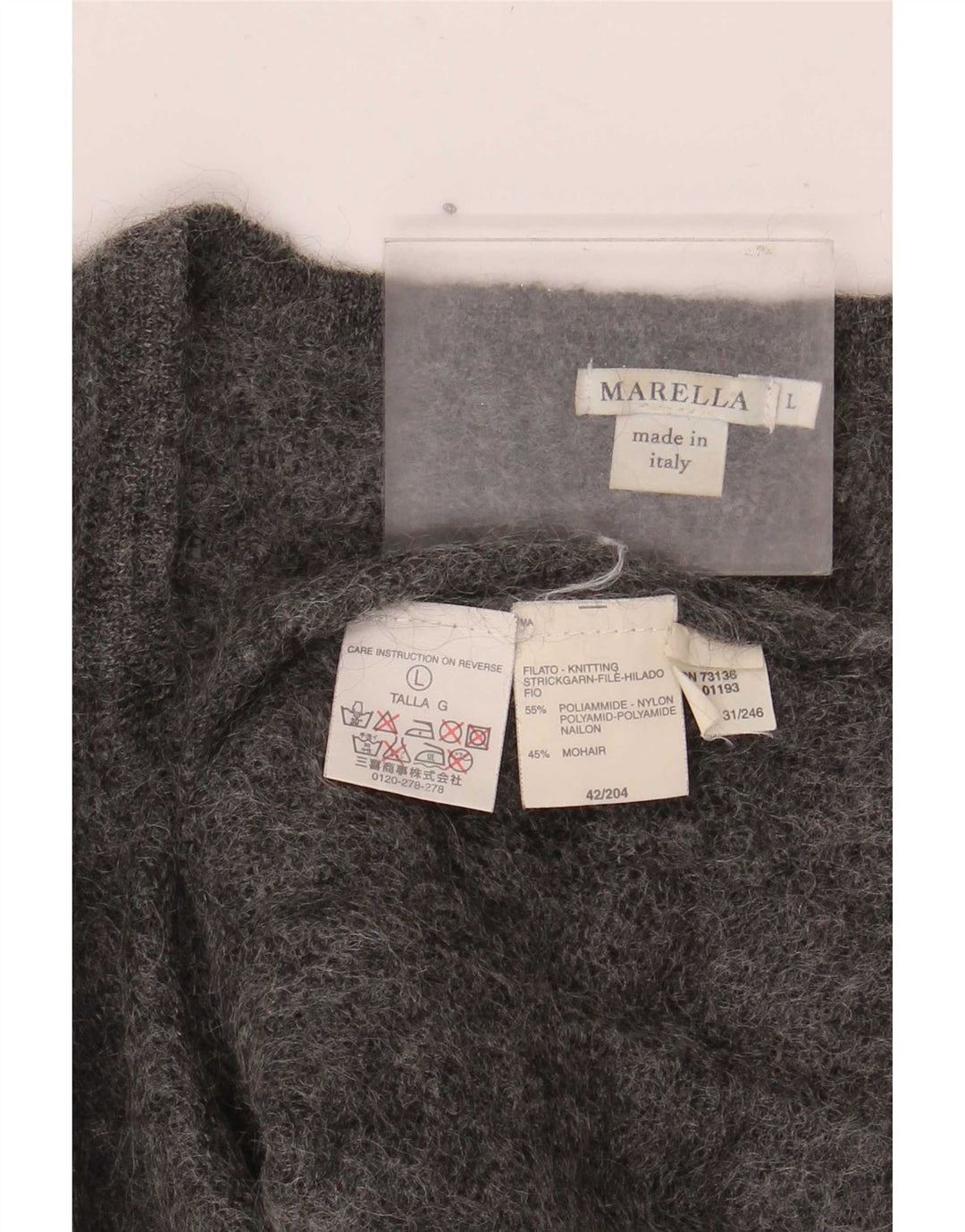 Marella Dame V-hals Sweater UK 16 Stor Grå Polyamid