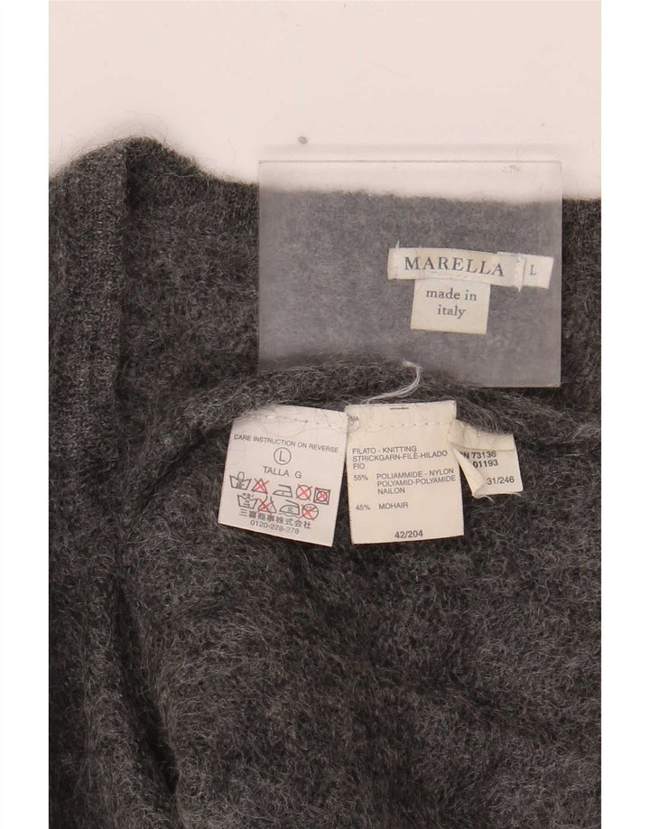 Marella Dame V-hals Sweater UK 16 Stor Grå Polyamid