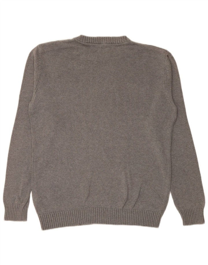 JACK & JONES Mens Crew Neck Jumper Sweater Medium Grey Cotton