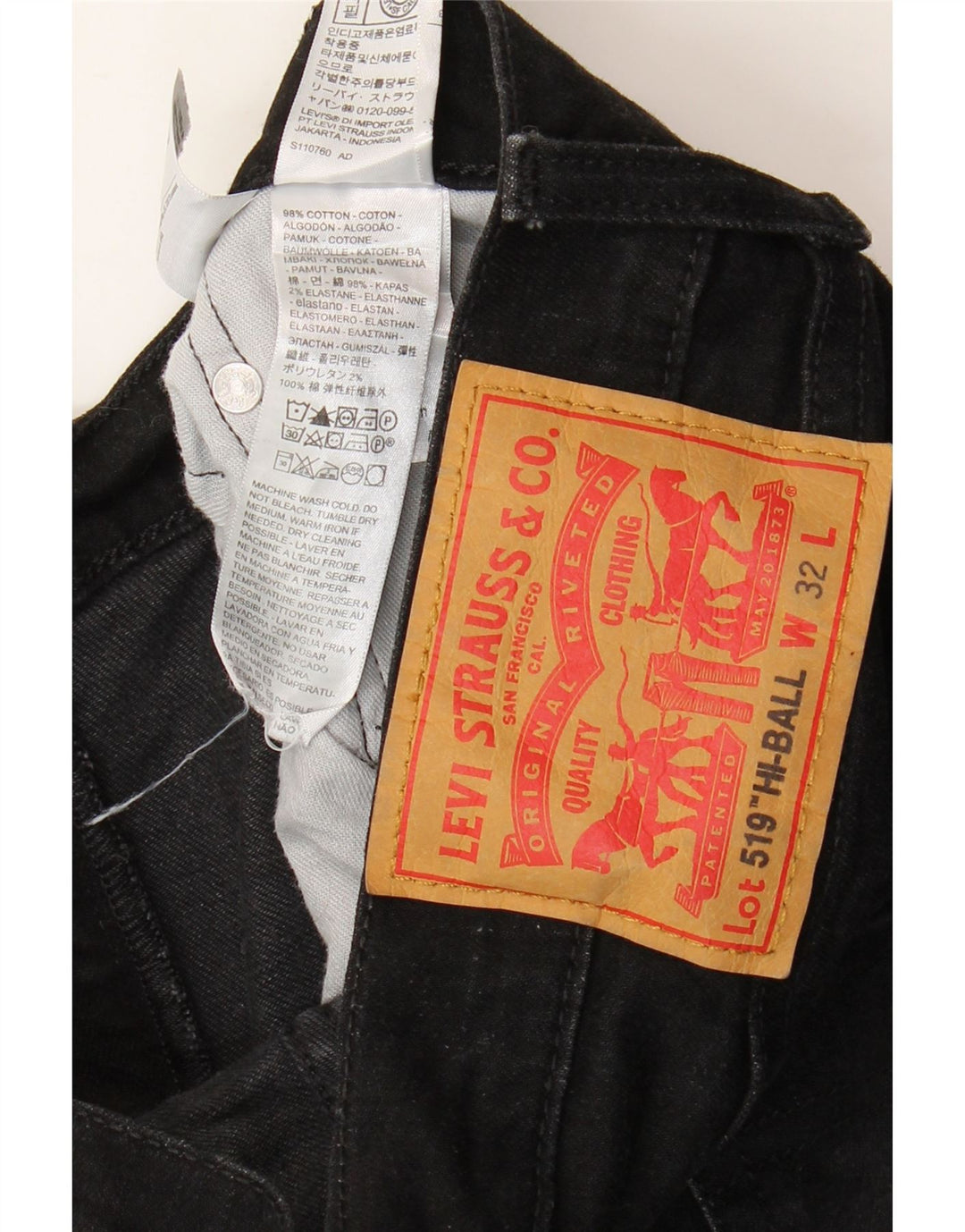 Levi's Herre 519 Skinny Jeans W32 L29 Sort Bomuld