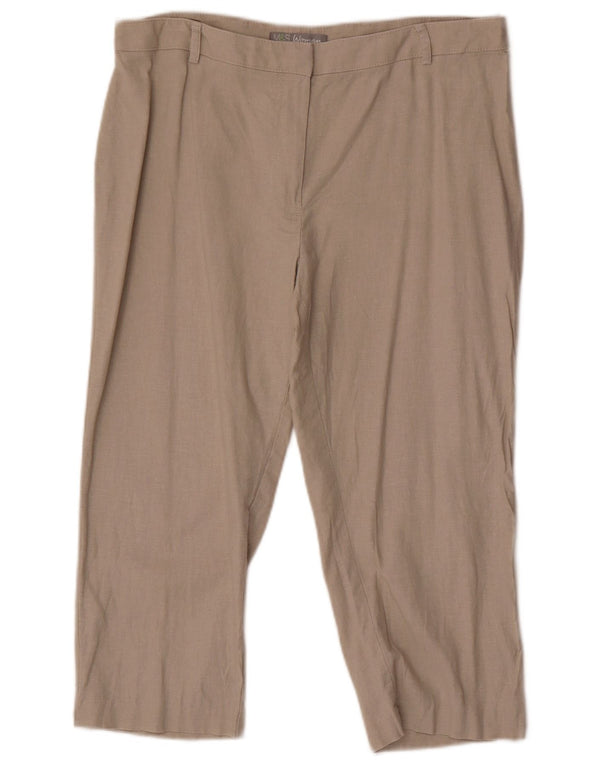 Marks & Spencer Dame Capri Bukser UK 14 Large W32 L19 Beige Linen