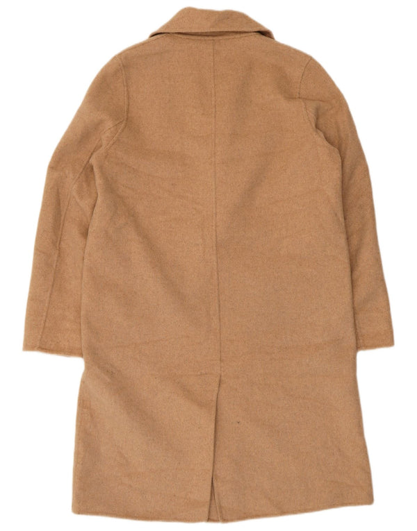 Zara Dame Oversized Overfrakke UK 6 XS Beige Uld