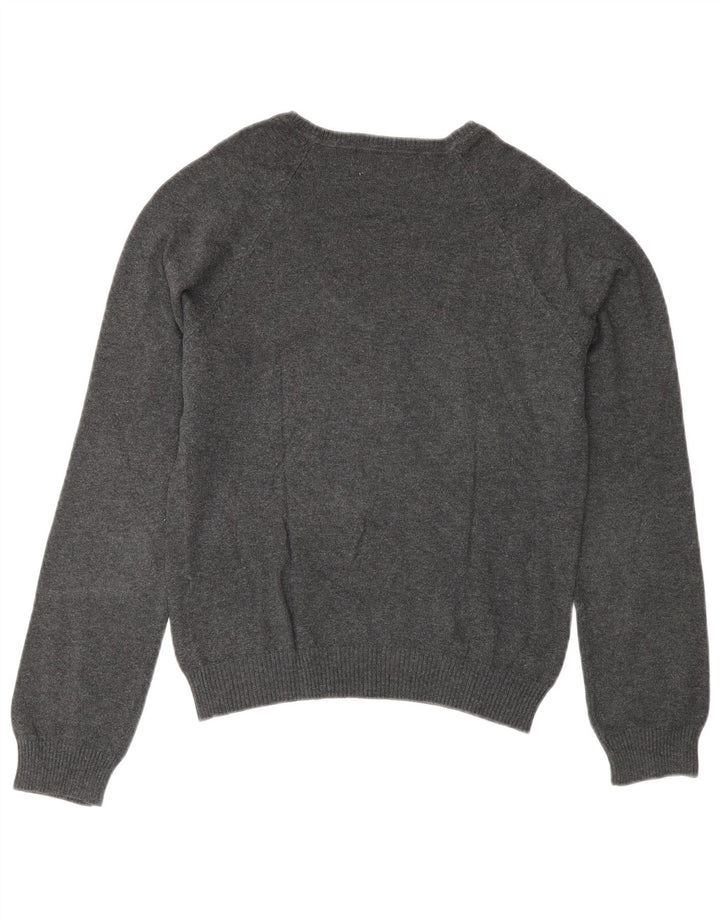 Zara Dame V-hals sweater UK 14 Stor Grå Bomuld