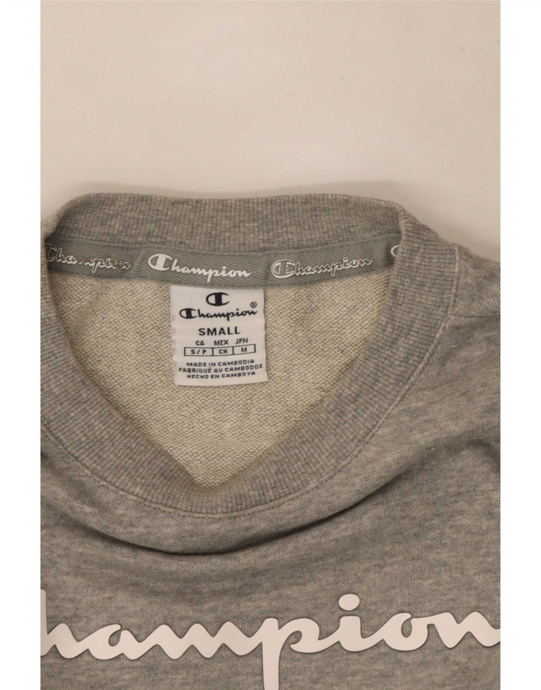 Champion Dame Grafisk Sweatshirt Jumper UK 10 Lille Grå