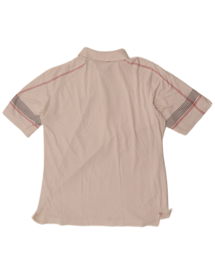 Sergio Tacchini herre poloskjorte stor hvid stribet bomuld