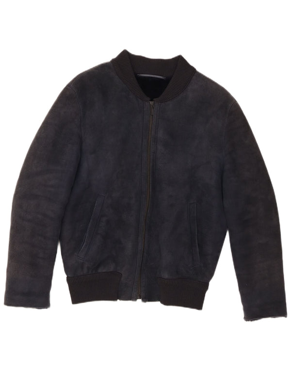 CPL1953 Dame Bomber Shearling Jacket UK 20 2XL Navy Blue Shearling