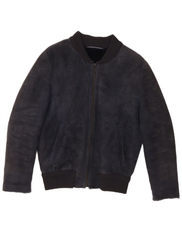 CPL1953 Dame Bomber Shearling Jacket UK 20 2XL Navy Blue Shearling