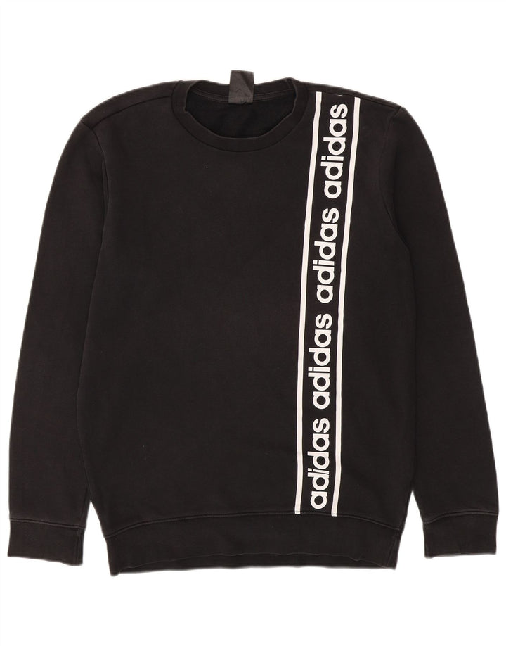 ADIDAS Mens Graphic Sweatshirt Jumper Medium Black Cotton