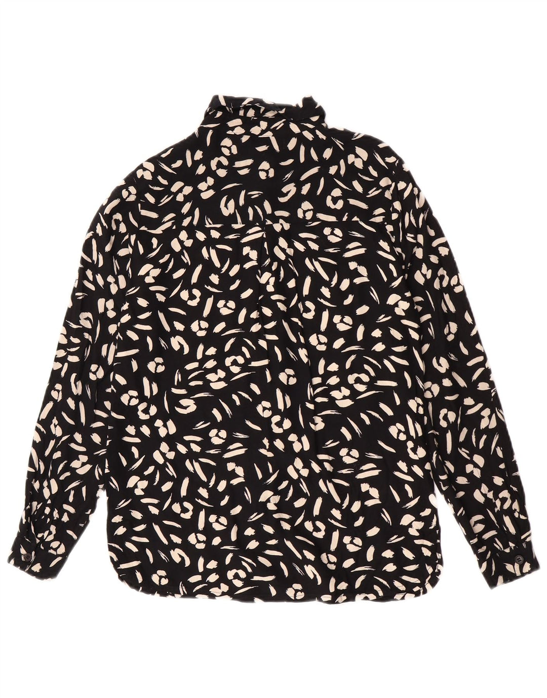 Oasis Womens Shirt UK 10 Small Black Animal Print Viscose