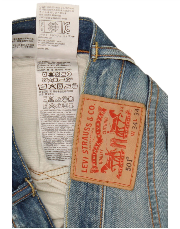 Levi's Herre 501 Straight Jeans W34 L28 Blå Bomuld