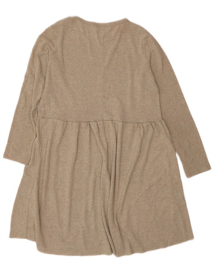 Zara Dame Jumper Dress UK 10 Small Beige Polyester
