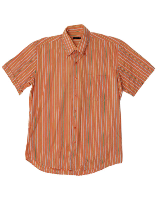 Mennesker Kortærmet skjorte til mænd Stor orange stribet bomuld