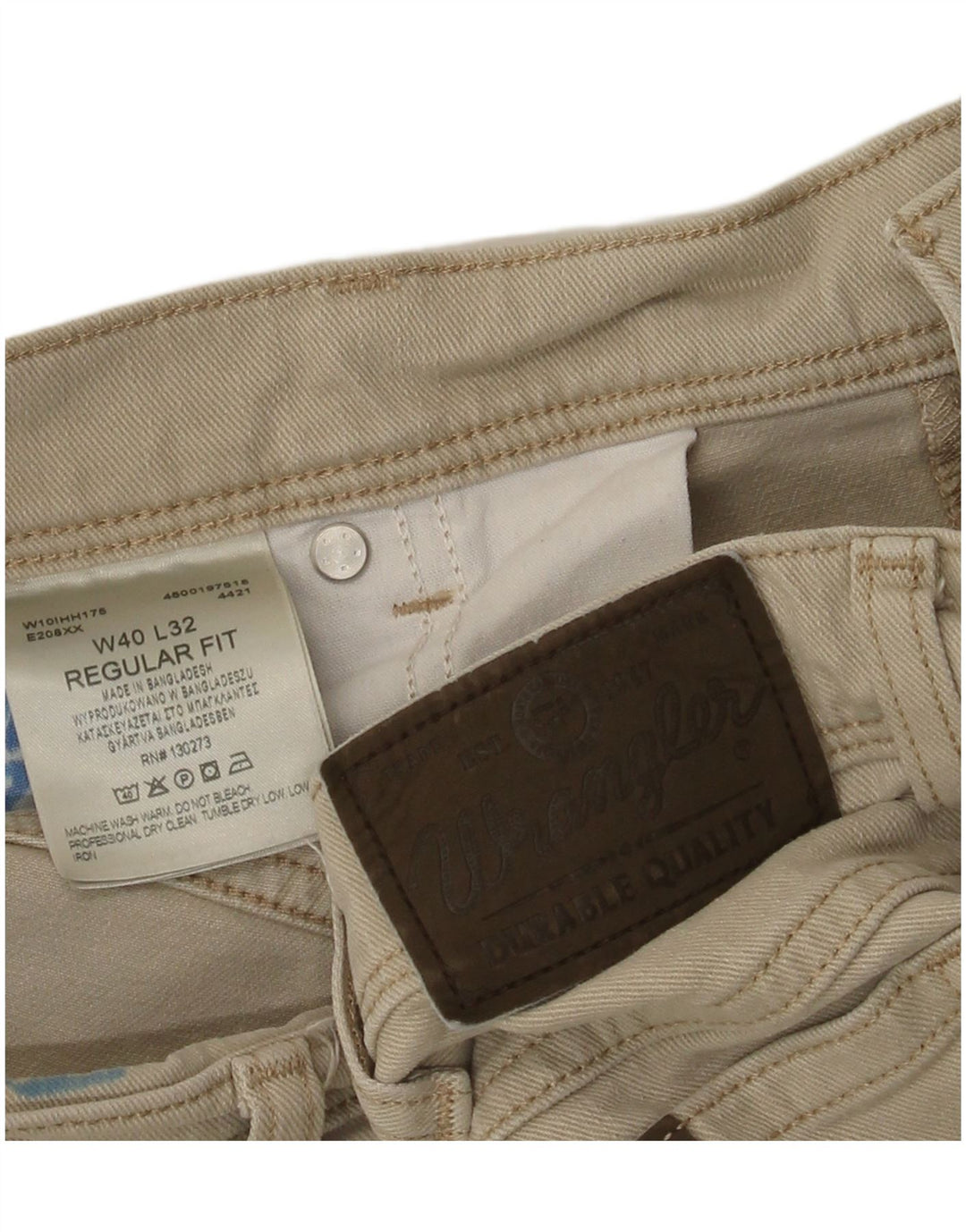 Wrangler Herre Regular Fit Straight Jeans W40 L32 Beige Bomuld