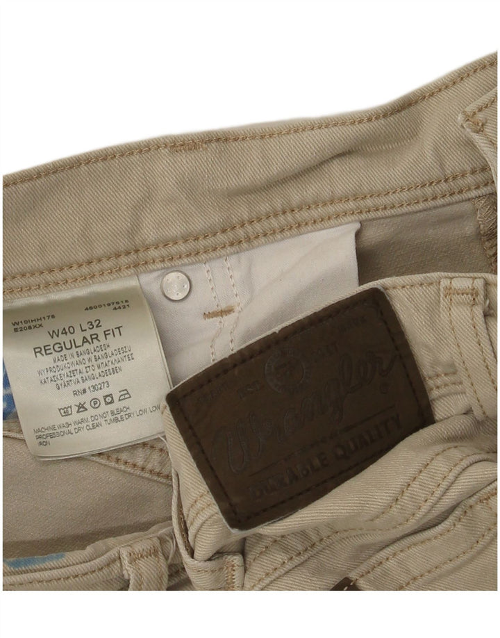 Wrangler Herre Regular Fit Straight Jeans W40 L32 Beige Bomuld
