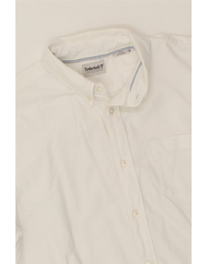 TIMBERLAND Mens Short Sleeve Shirt Medium White Cotton Vintage Timberland and Second-Hand Timberland from Messina Hembry 