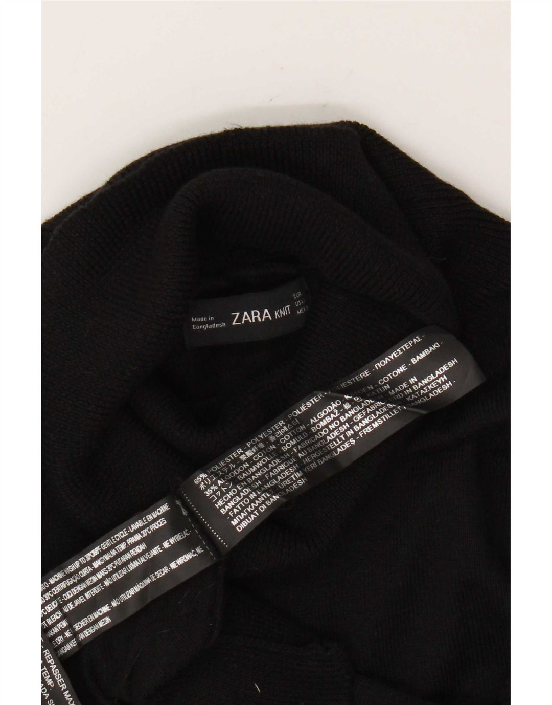 Zara Dame Roll Neck Jumper Sweater UK 10 Small Black Polyester