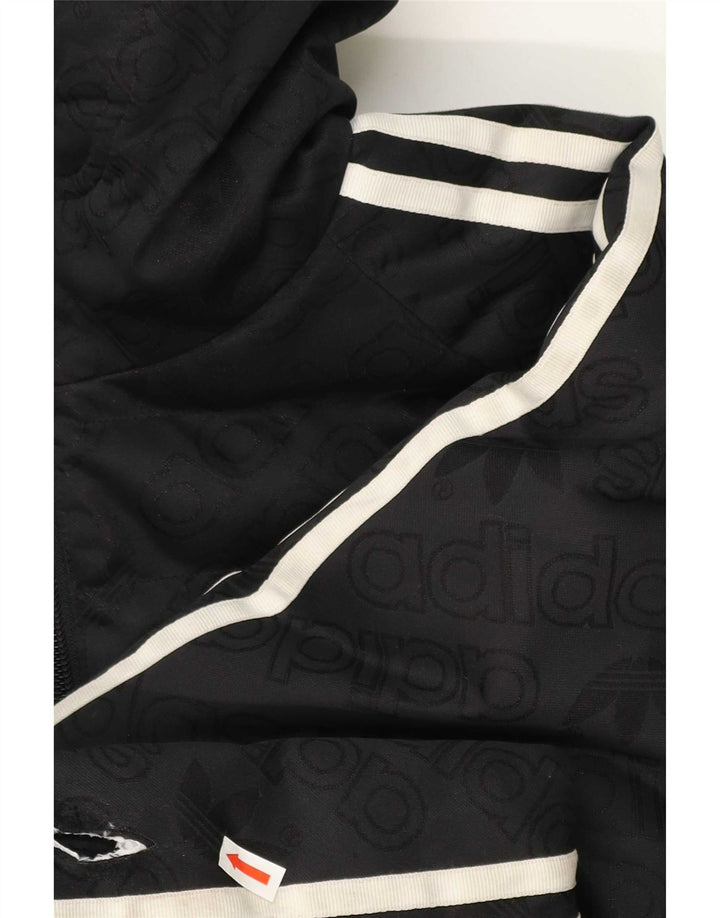 Adidas grafisk polstret hættejakke til kvinder UK 8 Lille sort polyester