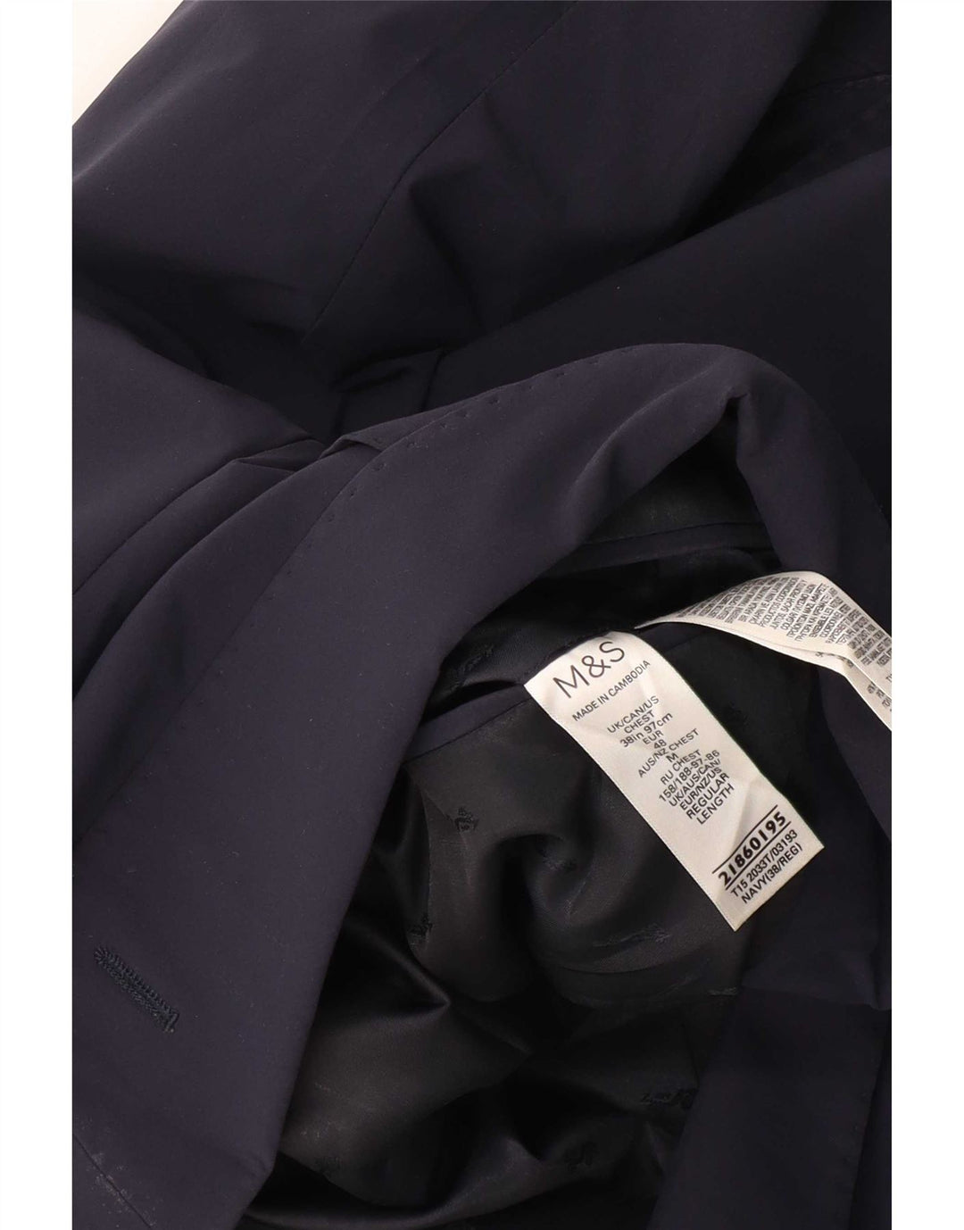 Marks & Spencer Herre 2-knaps blazerjakke UK 38 Medium Navy Blue