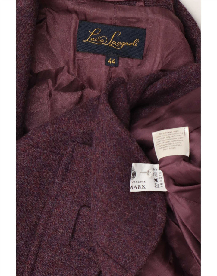 Luisa Spagnoli Dame 4-knaps blazerjakke IT 44 Medium Burgundy Uld