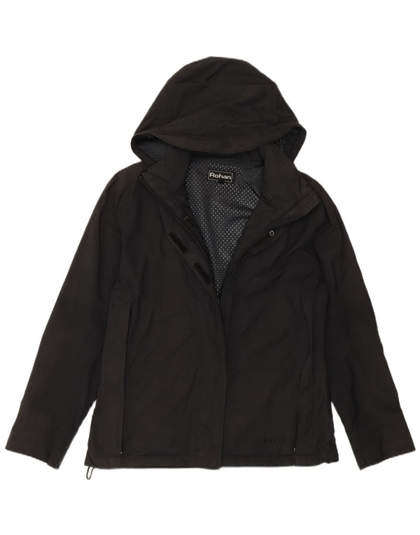 Rohan Womens Hooded Loose Fit Rain Jacket UK 10 Small Black Polyamide