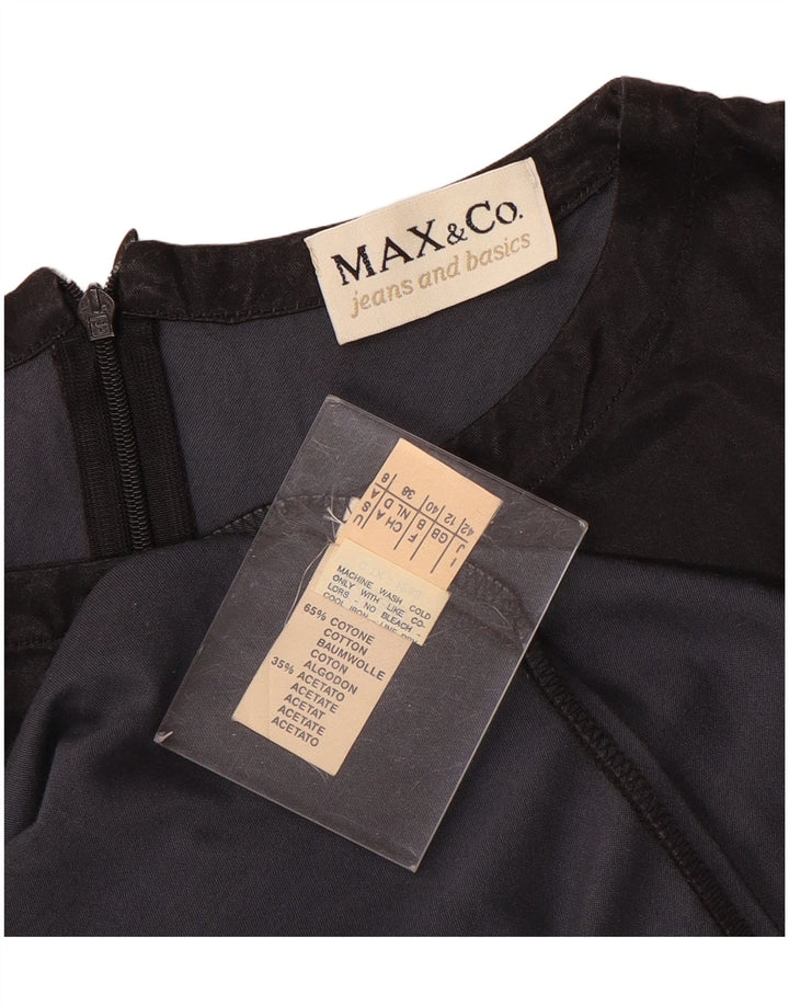 Max & Co. Dame Ærmeløs Skede Kjole UK 12 Medium Sort Bomuld