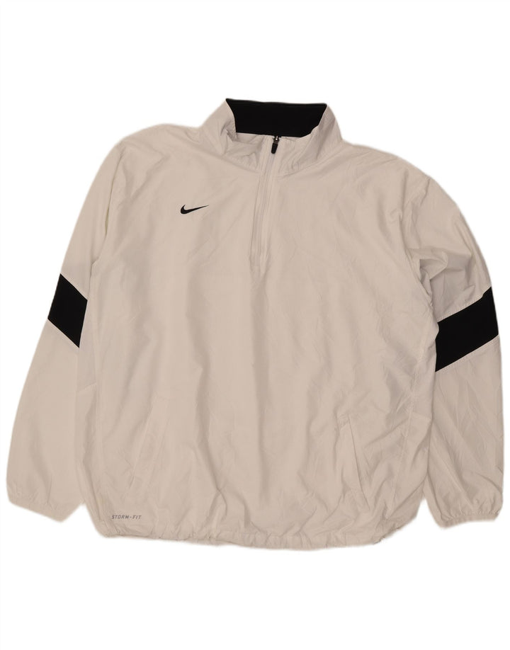 Nike Herre Storm-Fit Pullover Windbreaker Jacket UK 42 XL Hvid Colourblock
