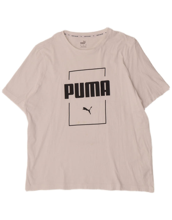 Puma Herre Grafisk T-Shirt Top XL Hvid Bomuld