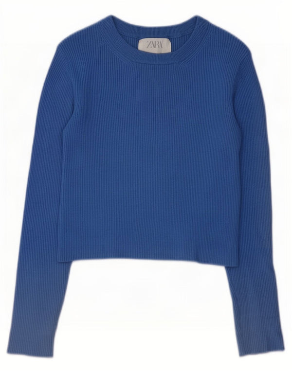 Zara Girls Crop Top Langærmet 13-14 År Blå Viscose