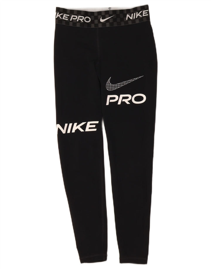 Nike Dame Dri Fit Graphic Crop Leggings UK 8 Small Black