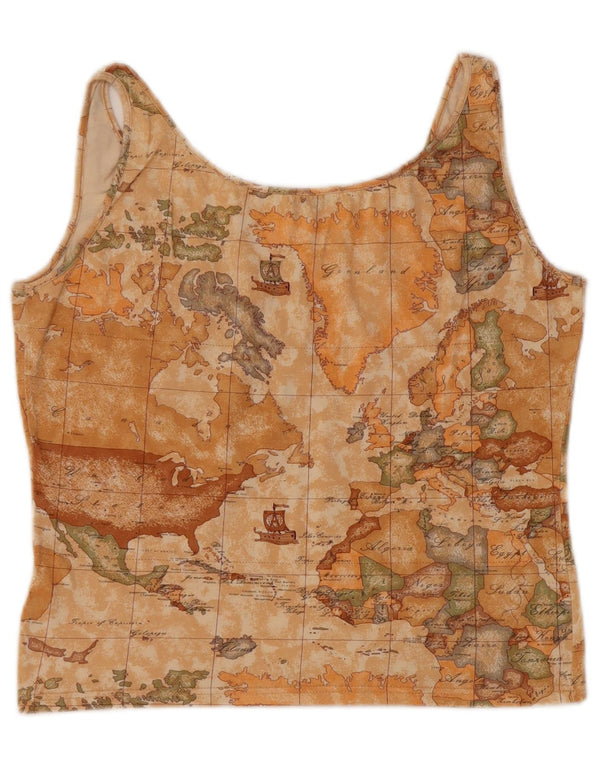 ALVIERO MARTINI Womens Voyages Crop Vest Top IT 48 XL Beige Geometrisk