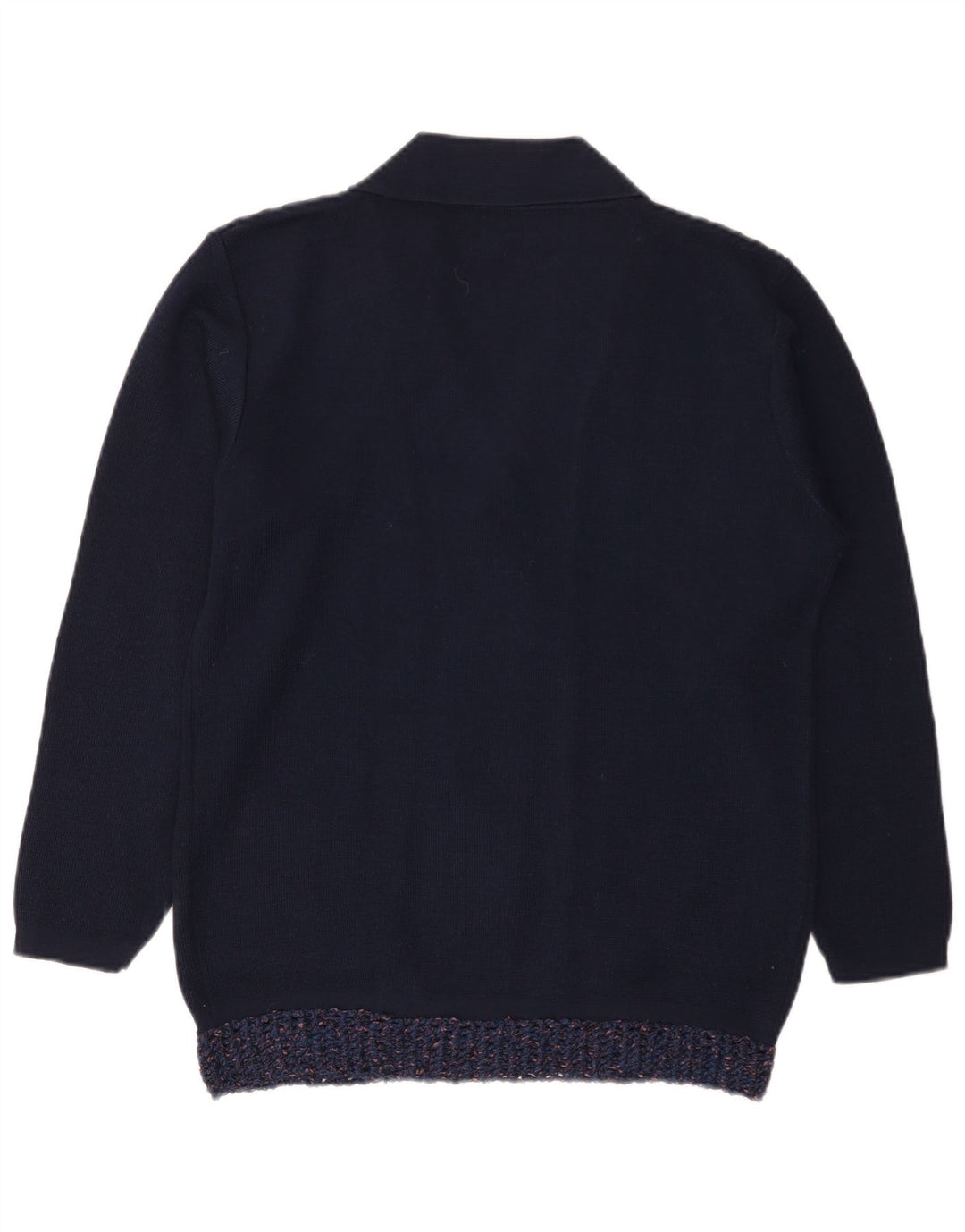 Vintage dame cardigan sweater IT 48 XL marineblå akryl