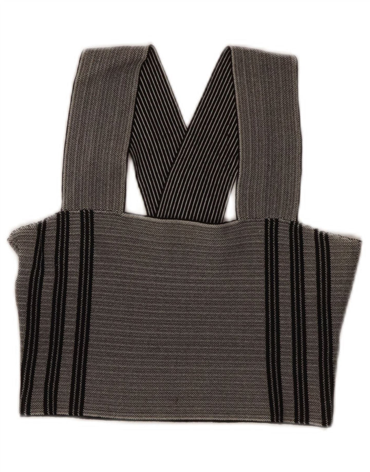 Topshop Dame Crop Halter Top UK 8 Small Grå Stribet Viscose