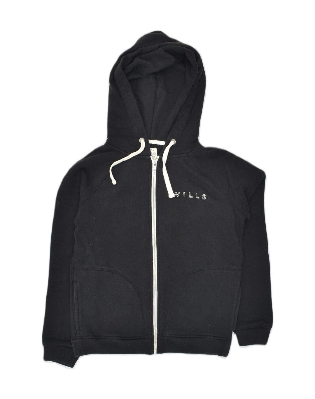 JACK WILLS Womens Zip Hoodie Sweater UK 8 Small  Black Polyester | Vintage Jack Wills | Thrift | Second-Hand Jack Wills | Used Clothing | Messina Hembry 