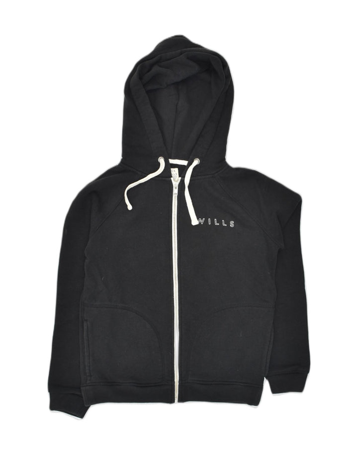 JACK WILLS Womens Zip Hoodie Sweater UK 8 Small  Black Polyester | Vintage Jack Wills | Thrift | Second-Hand Jack Wills | Used Clothing | Messina Hembry 