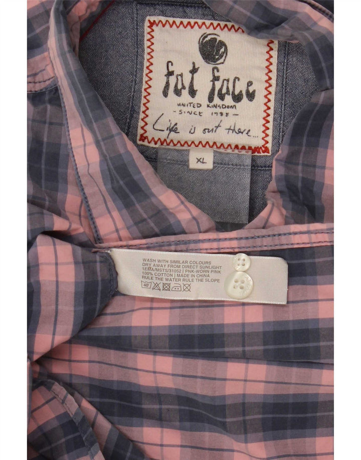 Fat Face Herre Regular Fit Shirt XL Pink Plaid Bomuld