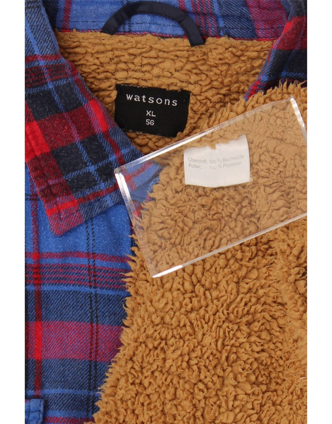 Watsons Herre Sherpa Flannel skjorte XL blå ternet bomuld