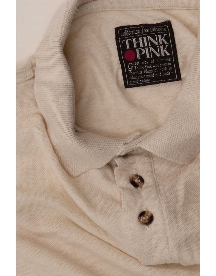 Think Pink Herre Polo Shirt Small Beige