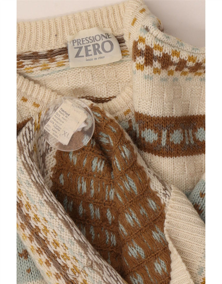 Zero herre rund hals sweater XL flerfarvet Fair Isle akryl