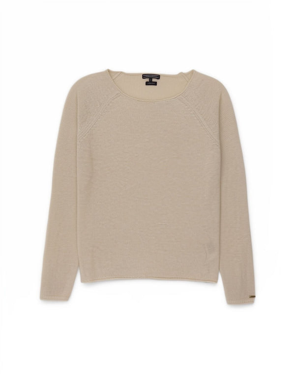 Tommy Hilfiger Dame Boat Neck Jumper Sweater UK 10 Small Off White Classi