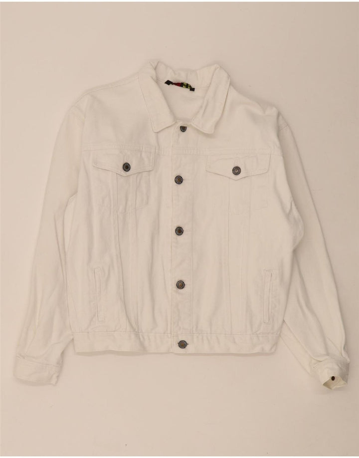 JINGLERS Womens Denim Jacket IT 48/50 XL White Cotton Vintage Jinglers and Second-Hand Jinglers from Messina Hembry 