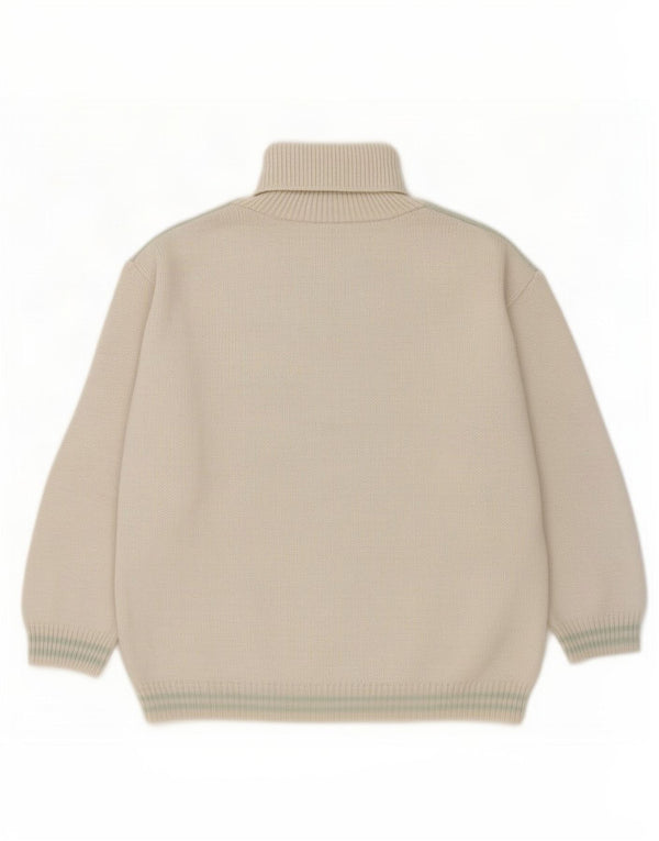 Vintage Dame Roll Neck Jumper Sweater UK 18 XL Off White Geometrisk