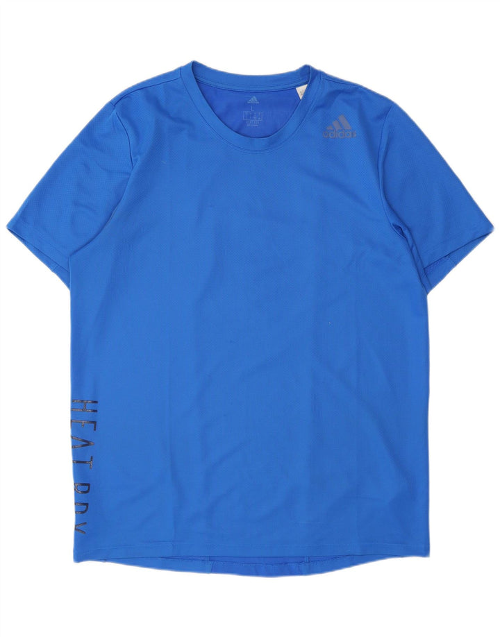 Adidas Grafisk T-shirt top til mænd, stor blå polyester