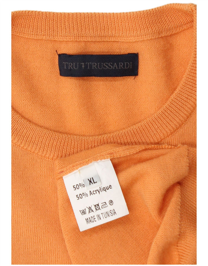 Trussardi Herre sweater med rund hals XL Orange Uld