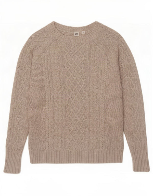 Gap Dame Boat Neck Jumper Sweater UK 12 Medium Beige Bomuld